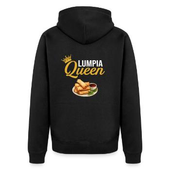 Lumpia Queen, Philippine Filipino Asian Food - Unisex Premium Bio Zip Hoodie - Schwarz - Hinten - Nico (187cm)