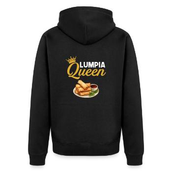 Lumpia Queen, Philippine Filipino Asian Food - Unisex Premium Bio Zip Hoodie - Schwarz - Hinten - Nico (187cm)