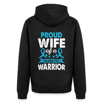 Ehefrau Des Diabetes-kriegers Monat Des - Unisex Premium Bio Zip Hoodie - Schwarz - Hinten - Nico (187cm)