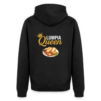 Lumpia Queen, Philippine Filipino Asian Food - Unisex Premium Bio Zip Hoodie - Schwarz - Hinten - Nico (187cm)