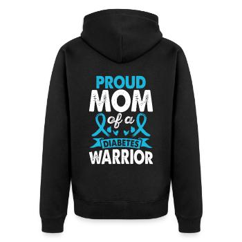 Mama Of Diabetes Warrior Awareness Month Blau - Unisex Premium Bio Zip Hoodie - Schwarz - Hinten - Nico (187cm)