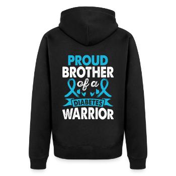 Brother Of Diabetes Warrior Awareness Month Blue - Unisex Premium Organic Zip Hoodie - black - Back - Nico (187cm)
