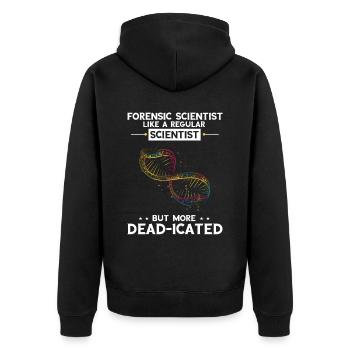 Forensische Kriminologie und Tatort-Ermittler - Unisex Premium Bio Zip Hoodie - Schwarz - Hinten - Nico (187cm)