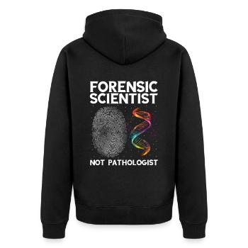 DNA-Analyst und Kriminallabor - Unisex Premium Bio Zip Hoodie - Schwarz - Hinten - Nico (187cm)