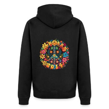 Flower Power Hippie Anniversaire - Janvier 2014 - Veste à capuche bio Premium Unisexe - noir - Dos - Nico (187cm)