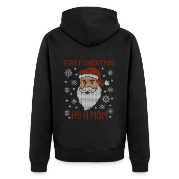 Premier Noël en tant que maman - Noël moche - Veste à capuche bio Premium Unisexe - noir - Dos - Nico (187cm)