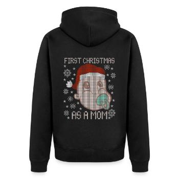 Premier Noël en tant que maman - Père Noël moche - Veste à capuche bio Premium Unisexe - noir - Dos - Nico (187cm)