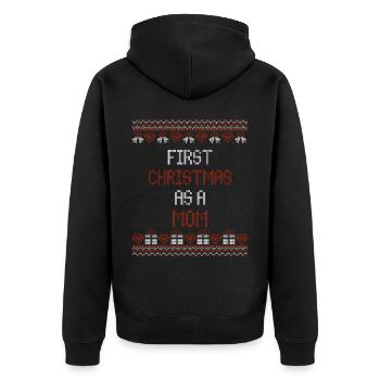 Premier Noël en tant que maman - Père Noël moche - Veste à capuche bio Premium Unisexe - noir - Dos - Nico (187cm)