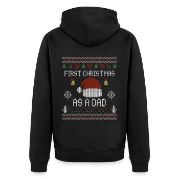 Erstes Weihnachten als Papa - Weihnachts ugly - Unisex Premium Bio Zip Hoodie - Schwarz - Hinten - Nico (187cm)