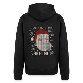 Erstes Weihnachten als Papa - Weihnachts ugly - Unisex Premium Bio Zip Hoodie - Schwarz - Hinten - Nico (187cm)