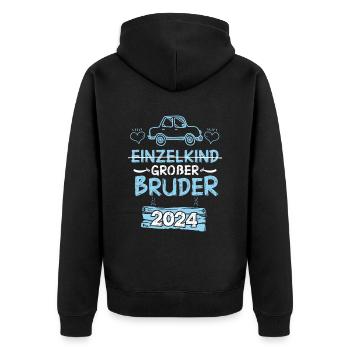 Großer Bruder 2024 - Unisex Premium Bio Zip Hoodie - Schwarz - Hinten - Nico (187cm)