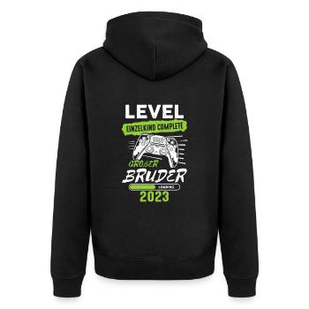 Großer Bruder 2023 Einzelkind Complete Gamer - Unisex Premium Bio Zip Hoodie - Schwarz - Hinten - Nico (187cm)