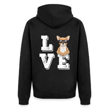 Love Chihuahua - Unisex Premium Bio Zip Hoodie - Schwarz - Hinten - Nico (187cm)