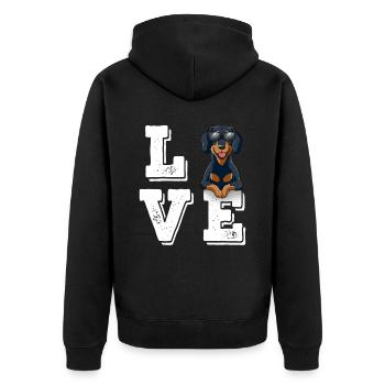 Love Dachshund - Unisex Premium Organic Zip Hoodie - black - Back - Nico (187cm)