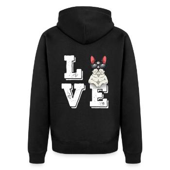 J’adore le bouledogue français - Veste à capuche bio Premium Unisexe - noir - Dos - Nico (187cm)