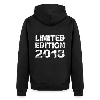 Limited Edition 2018 Geburtstag 2018 Geburtstag - Unisex Premium Bio Zip Hoodie - Schwarz - Hinten - Nico (187cm)