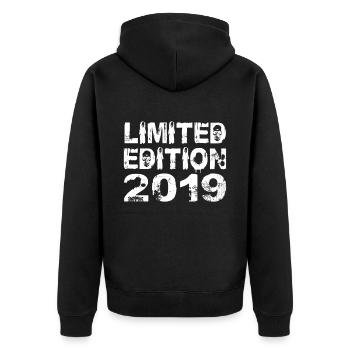 Limited Edition 2019 Geburtstag 2019 Geburtstag - Unisex Premium Bio Zip Hoodie - Schwarz - Hinten - Nico (187cm)
