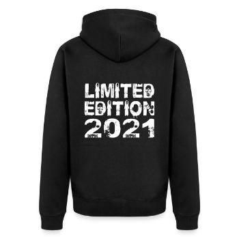 Limited Edition 2021 Geburtstag 2021 Geburtstag - Unisex Premium Bio Zip Hoodie - Schwarz - Hinten - Nico (187cm)