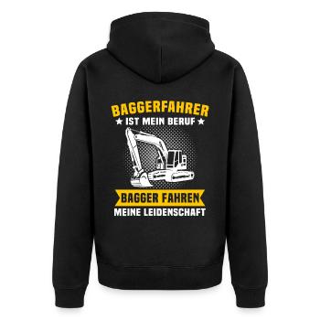 Baggerfuehrer Baggerfahrer - Unisex Premium Bio Zip Hoodie - Schwarz - Hinten - Nico (187cm)