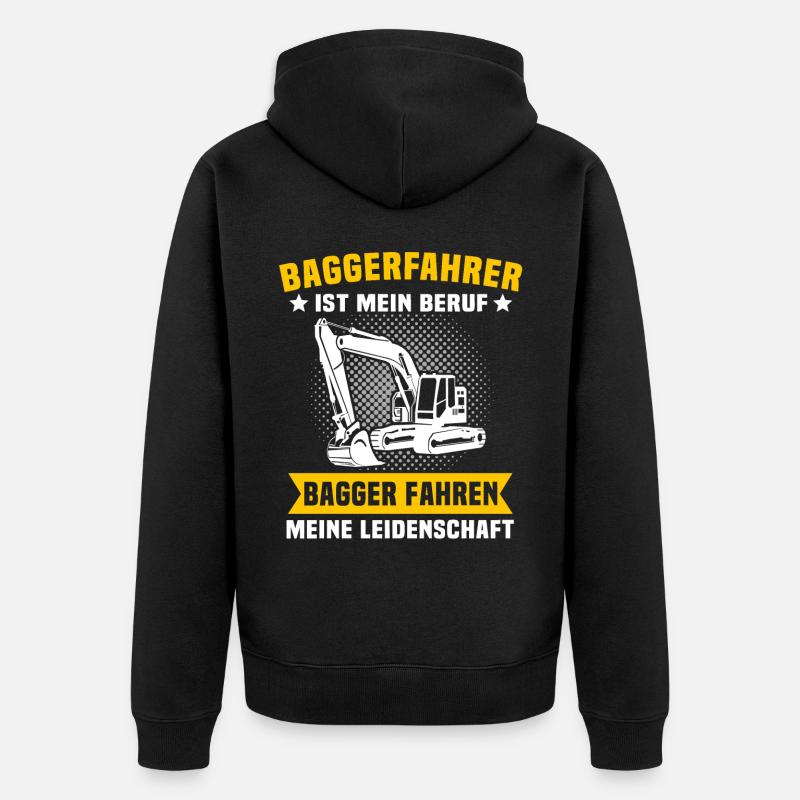 Baggerfuehrer Baggerfahrer - Unisex Premium Bio Zip Hoodie - Schwarz