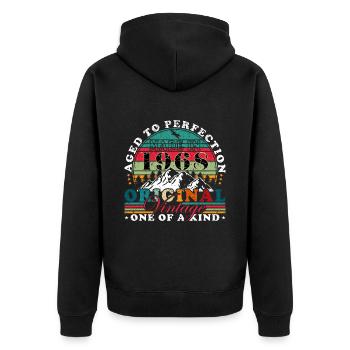 55. Geburtstag Jahrgang 1968 Vintage 1968 - Unisex Premium Bio Zip Hoodie - Schwarz - Hinten - Nico (187cm)