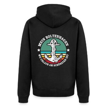 Boltenhagen Urlaub - Unisex Premium Bio Zip Hoodie - Schwarz - Hinten - Nico (187cm)