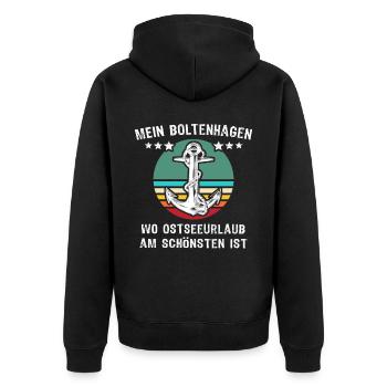 Boltenhagen Urlaub - Unisex Premium Bio Zip Hoodie - Schwarz - Hinten - Nico (187cm)