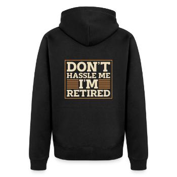 Rentner Rente Humor - Unisex Premium Bio Zip Hoodie - Schwarz - Hinten - Nico (187cm)