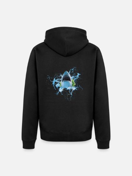 Requin Poisson - Veste à capuche bio Premium Unisexe - noir