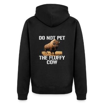 do not pet the fluffy cows - Unisex Premium Bio Zip Hoodie - Schwarz - Hinten - Nico (187cm)