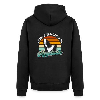 Ich bin in den Megalodon verknallt - Megalodon-Hai - Unisex Premium Bio Zip Hoodie - Schwarz - Hinten - Nico (187cm)