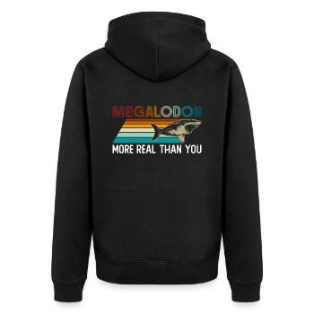 Megalodon - More Real Than You - Megalodon Shark - Unisex Premium Organic Zip Hoodie - black - Back - Nico (187cm)