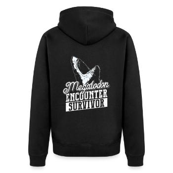 Megalodon Encounter Survivor - Megalodon Shark - Unisex Premium Organic Zip Hoodie - black - Back - Nico (187cm)