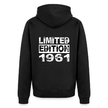 Limited Edition 1961 Birthday 1961 Birthday - Unisex Premium Organic Zip Hoodie - black - Back - Nico (187cm)
