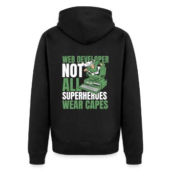 Web Developer Web Developer Superhero - Unisex Premium Organic Zip Hoodie - black - Back - Nico (187cm)