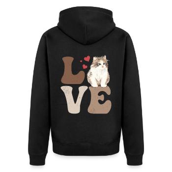 Burmese cat - Unisex Premium Organic Zip Hoodie - black - Back - Nico (187cm)