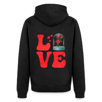 Botanik Botanische Pflanzen Rosen - Unisex Premium Bio Zip Hoodie - Schwarz - Hinten - Nico (187cm)