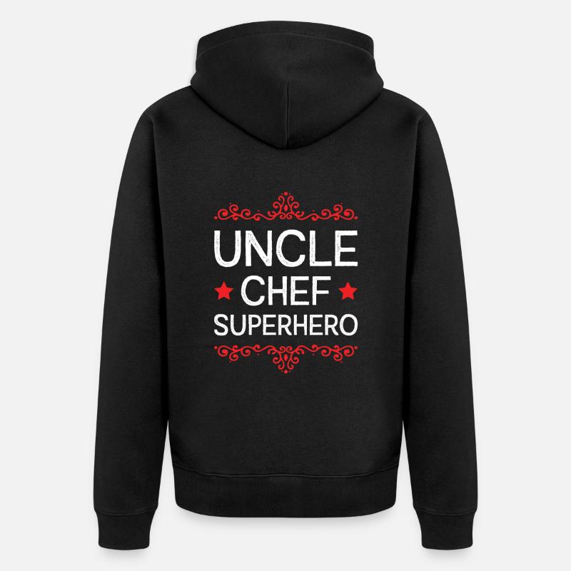 Onkel Chef Superheld - Unisex Premium Bio Zip Hoodie - Schwarz