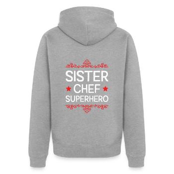 Sœur Super-héroïne - Veste à capuche bio Premium Unisexe - gris chiné - Dos - Nico (187cm)
