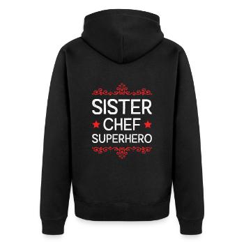 Sœur Super-héroïne - Veste à capuche bio Premium Unisexe - noir - Dos - Nico (187cm)