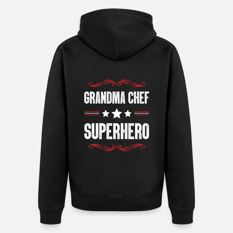 Oma Chef Superheld - Unisex Premium Bio Zip Hoodie - Schwarz