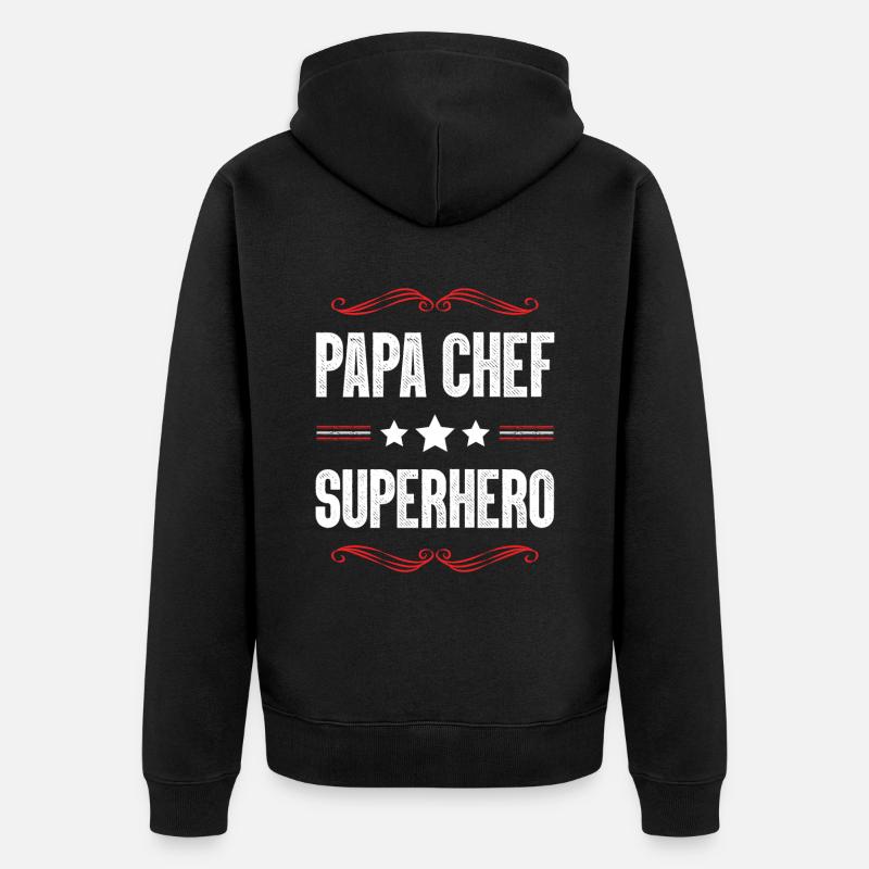 Papa Chef Superheld Dad - Unisex Premium Bio Zip Hoodie - Schwarz
