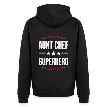 Aunt Superhero - Unisex Premium Organic Zip Hoodie - black - Back - Nico (187cm)
