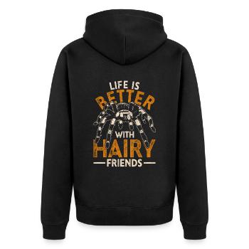Tarantula Life Is Better With Hairy Friends - Unisex Premium Organic Zip Hoodie - black - Back - Nico (187cm)