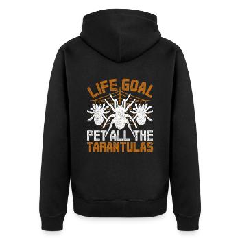 Tarantula Life Goal Pett All The Tarantulas - Unisex Premium Organic Zip Hoodie - black - Back - Nico (187cm)
