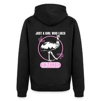 Emu Girl Emus - Unisex Premium Organic Zip Hoodie - black - Back - Nico (187cm)