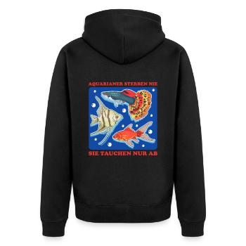 Aquarium Aquarianer Aquaristik Zierfisch Geschenk - Unisex Premium Bio Zip Hoodie - Schwarz - Hinten - Nico (187cm)