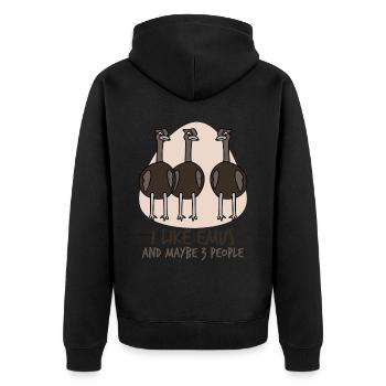 Emus - Unisex Premium Organic Zip Hoodie - black - Back - Nico (187cm)