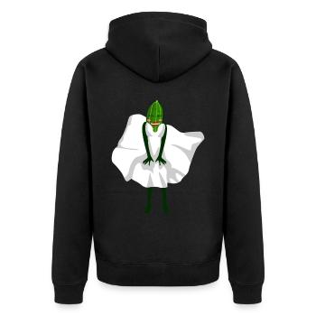 Gurke mit Kleid Gurken - Unisex Premium Bio Zip Hoodie - Schwarz - Hinten - Nico (187cm)