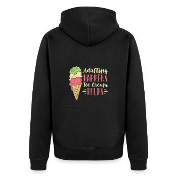 Eiscreme - Unisex Premium Bio Zip Hoodie - Schwarz - Hinten - Nico (187cm)